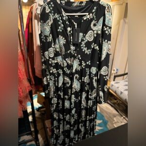 Tommy Hilfiger Black Dress with Green Paisley